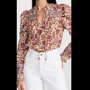 Love The Label Mabel Khaki Puff Sleeve Shirt S